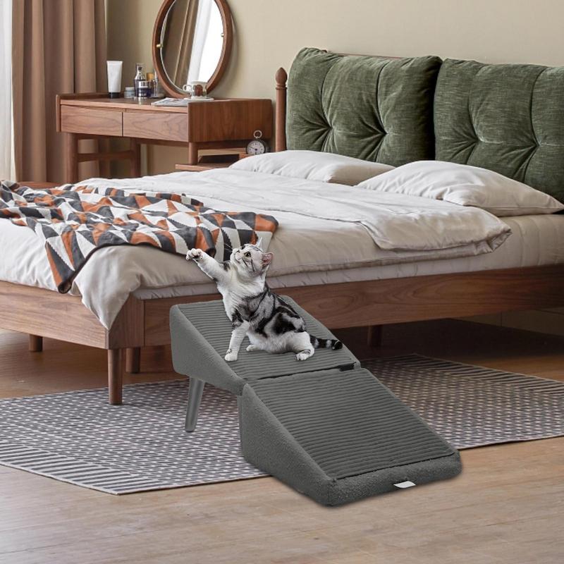 Foldable Dog Ramp With Adjustable  Height wooden anti-slip pet Footrest stool Kitten Puppy Ladder for Small Cats And pets