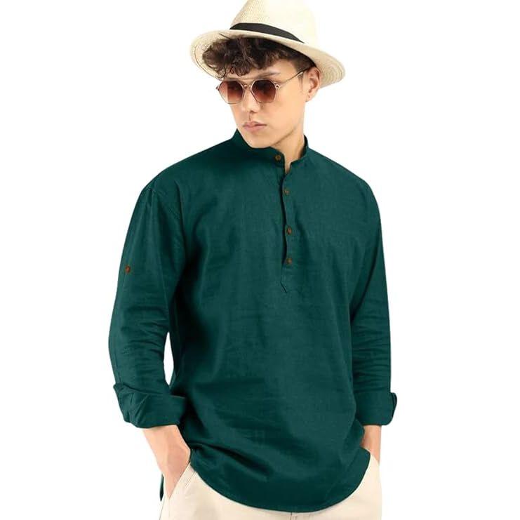 Men's Cotton Blend Full Sleeve Kurta Shirts Pack of 1 Designed for Festive Moments, Cultural Functions, or Casual Gatherings