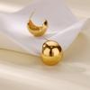 Premium anti-sensitive stainless steel stud earrings pearlescent metal texture geometric ball earrings trendy commuting