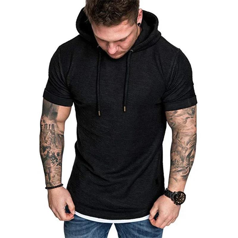 Mens Hoodies Sweatshirts Short Sleeve Men Hoodies Sweatshirt Casual Solid Color Man Hoody for Male Hooded M
