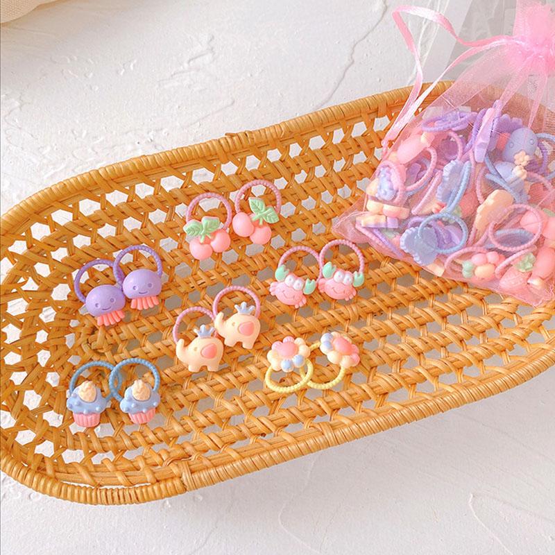 40Pcs/lot Baby Girl Hair Accessories Cute Flower Candy Baby Elastic Hair Ties Ponytail Holder Kids Girls Hair Ropes Rubber Band