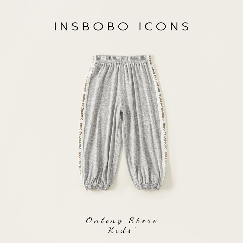 Insbobo Children s Pants 2025 New Summer Boys  Mosquito-Proof Pants Girls  Sports Pants Summer Thin Children s Clothing Trendy Flower Gray 100