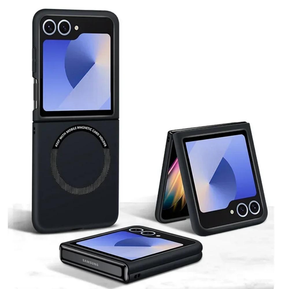 Luxusní Jednoduchý Ultratenký Jednobarevný Kryt na Telefon pro Samsung Galaxy Z Flip 7 6 5 4 3 Magnetická Přitažlivost Nárazuvzdorný Ochranný Kryt