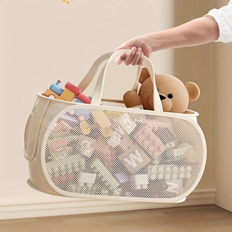 1pc Storage Basket-Transparent Fabric Organizer Easy to Find Items,Ideal for Living Room,Playroom or Bedroom Organization