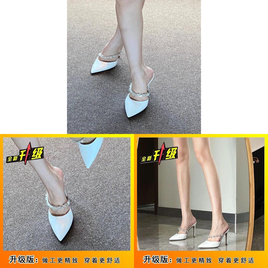 High Heel Shoes For Women With Pointed Toe And Water Diamond Embellishments For Summer Fashion