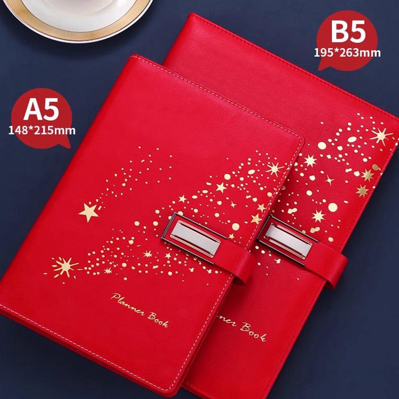 Set de regalo de cuaderno Star Double Line 2026: Libro de registro de reuniones de negocios y oficina de mayor grosor