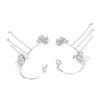 1 Pair Zirconia Tassel Ear Clip Rhinestone Adjustable Shiny Earring Clip for Dating Silver