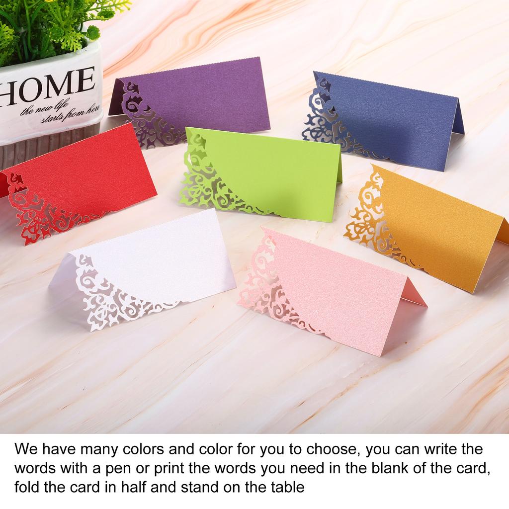 50pcs Table Name Place Cards 3.9 x 3.9" Favor Decor Hollow Design Seat Blank Card for Wedding Party Seating Place Cards