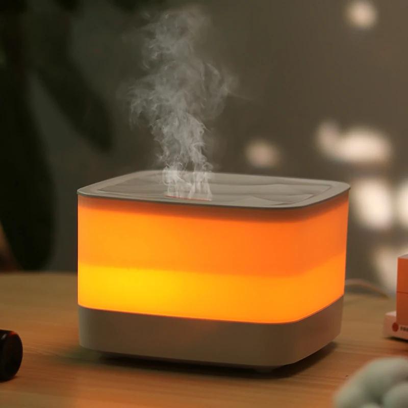 

Flame Humidifier Essential Oil Diffuser Air Humidifier with Remote Control 800ml Ultrasonic Aroma Diffuser 7-color Night Light USB белый