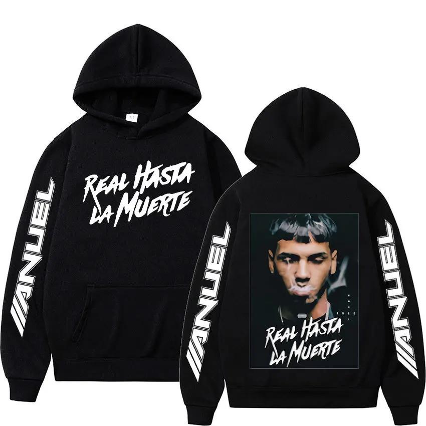 Long Sleeve Clothes Rapper Anuel Pullover Real Hasta La Muerte Print Autumn Fleece Hoodie Regular Fashion Streetwear