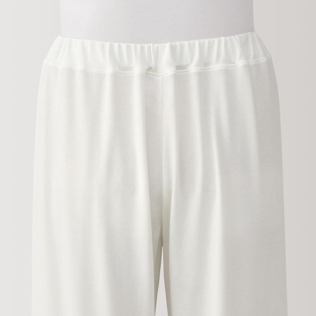 MUJI Women's Seamless Side Pajamas, Smooth Cut and Sew Long Sleeves, Off-White, Size XL, FD1L6A5S