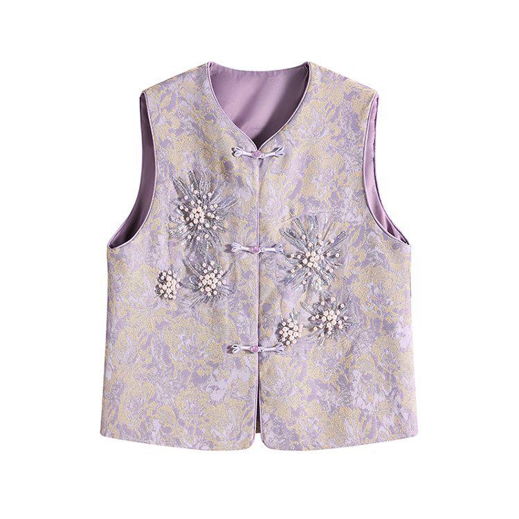 2026 Stylish Spring Cardigan Vest for Moms: New Chinese & National Style, Perfect for Middle-aged & Elderly in Spring/Autumn