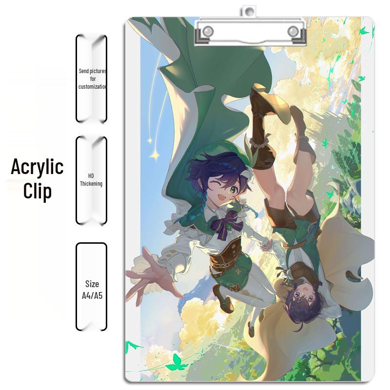 Anime Style Acrylic Clipboard and File Folder with Thickened Writing Pad