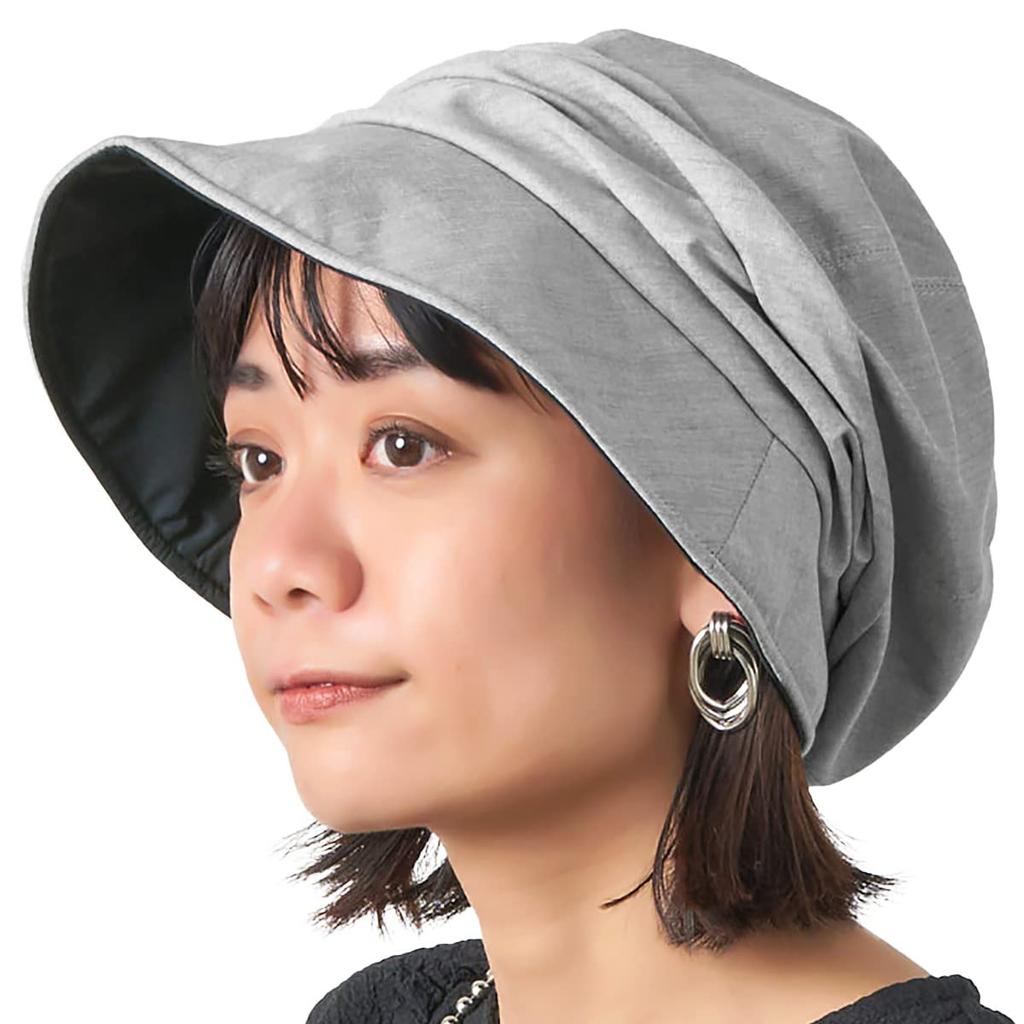 charm Wearable Parasol Organic Cotton Blackout Newsboy Cap Hat [Free Size/Gray] Spring/Summer Women's