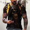 Summer Vintage Horror 3D Skull Print Classic Casual O Neck Short Sleeve Fashion Loose Oversized Tops Men's T-shirts