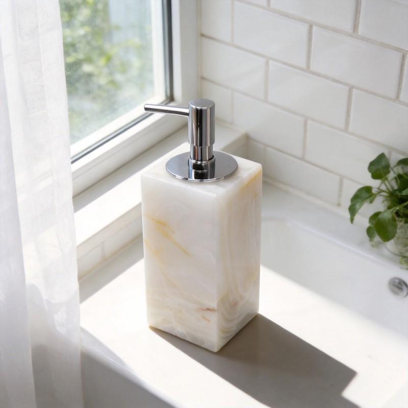 Ensemble de salle de bain en marbre Station de lavage de luxe à la française Ensemble de 5 pièces avec porte-savon Distributeur Plateau Pot à coton