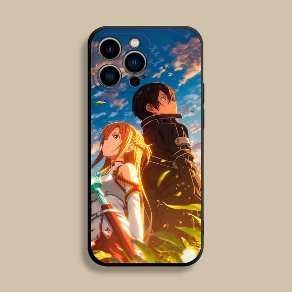 Sword Art Online SAO Kirigaya Handyhülle Für iPhone 17,16,15,14,13,12,Pro,Max,Plus,E,SE4,Air,Mini Schwarze Weiche Hülle
