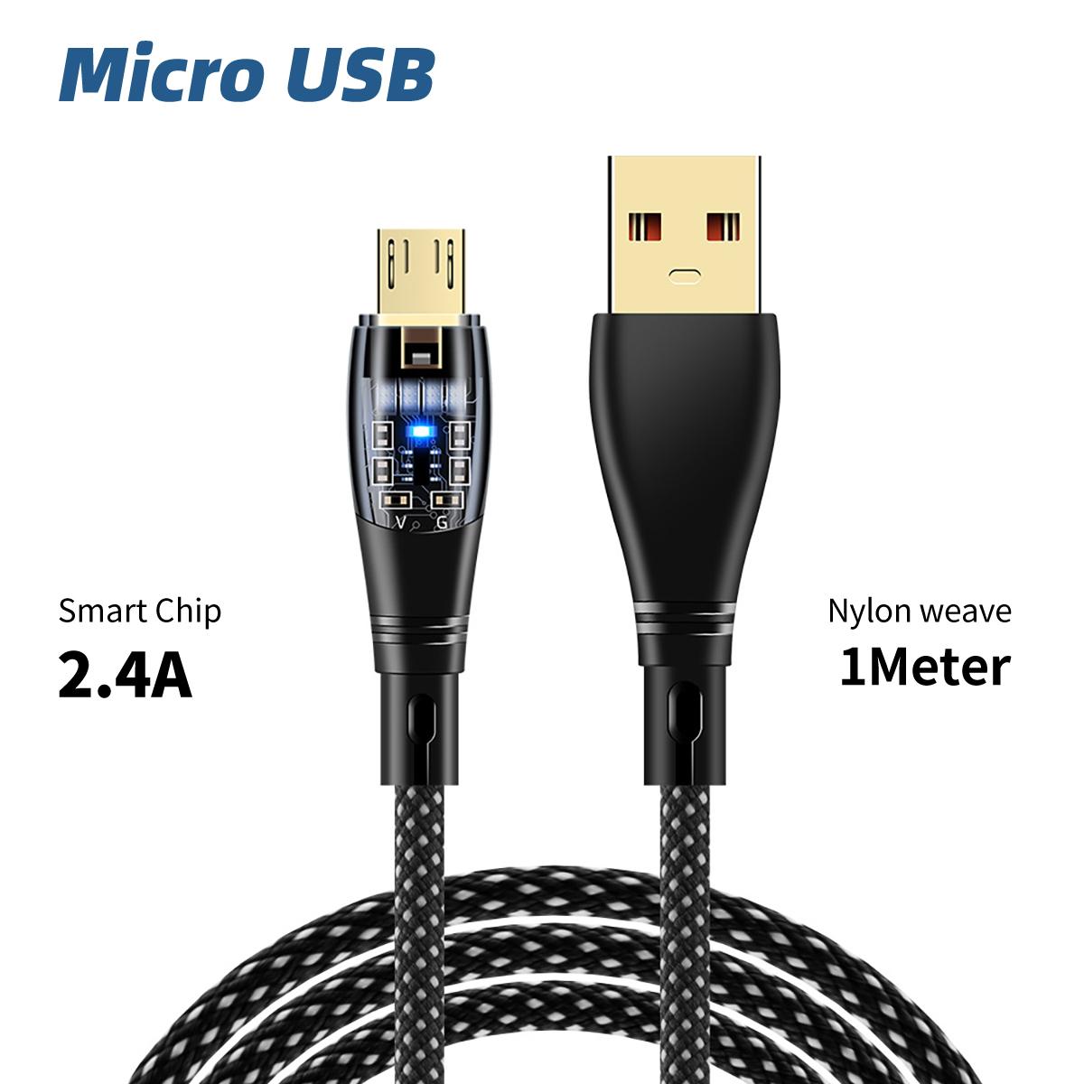 

Fonken PD, 60 Вт, кабель для быстрой зарядки Type-C на Type-C, 20 Вт, Type C на Lightning USB 2.4A, прозрачный шнур для быстрой зарядки данных USB to Micro USB чёрный