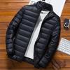 Men Cotton Coat Stand Collar Long Sleeve Zipper Closure Lightweight Jacket