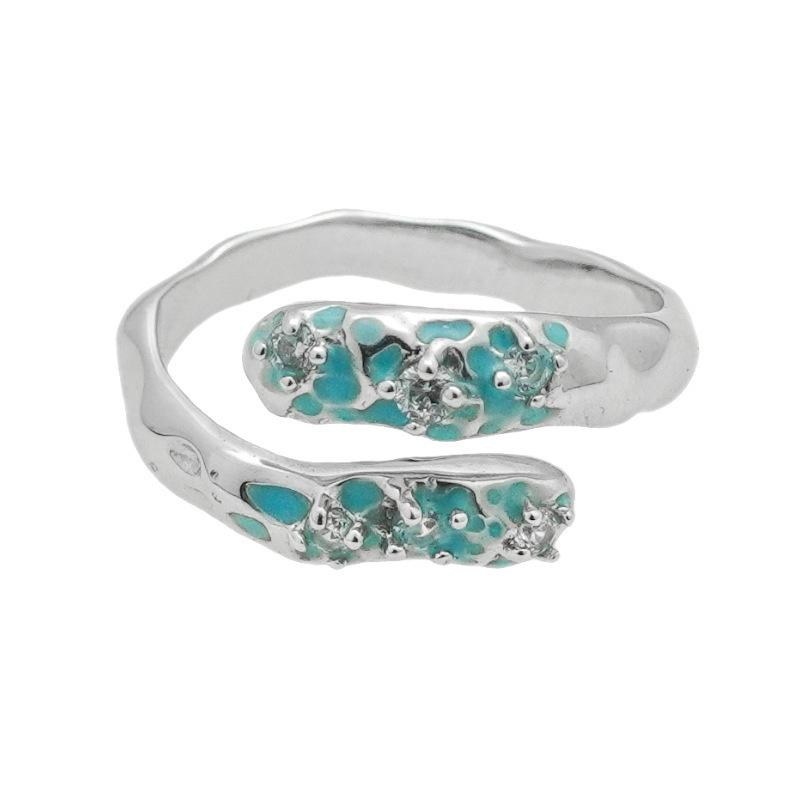 

Ring Fashionable Womens With Original Snake Design In Teal Blue Resin And Zircon Sparkling