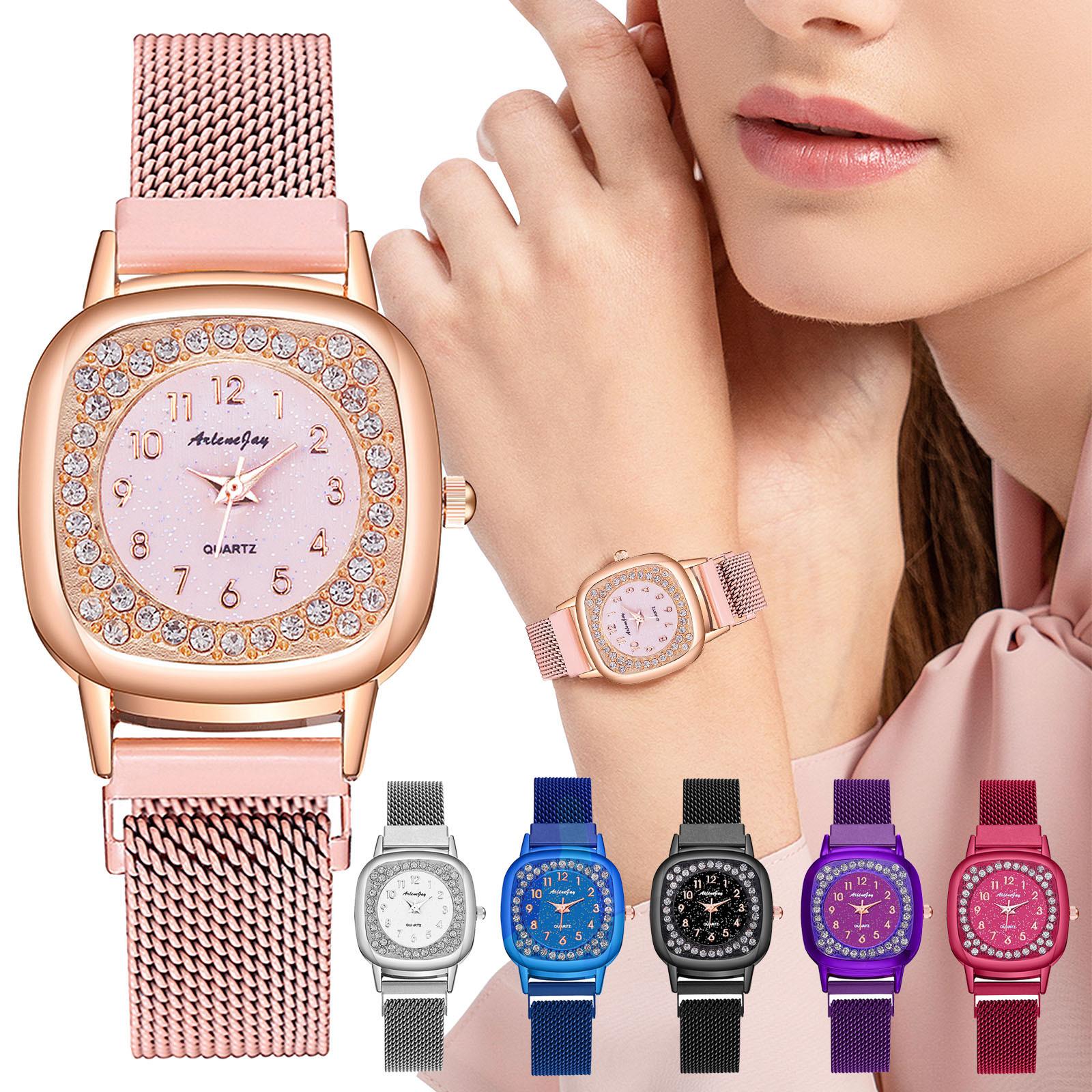 

Женские повседневные кварцевые часы с ремешком из нержавеющей стали, аналоговые часы