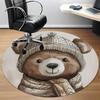 1pc Winter Bear Cute Office Round Area Rug, Indoor Mat Suitable ForOffice, Under Office Chairs Bedroom Living Room Home Decor, Room Deco, D002