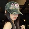 Washed Retro Camouflage American Baseball Cap Men's and Women's Embroidered Letter Street Cap Showing Face Versatile Casual Tide