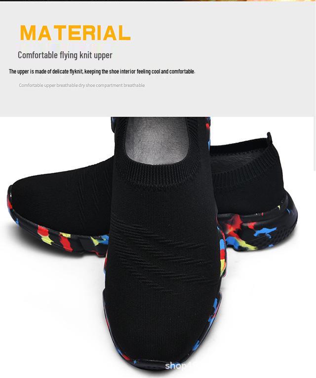 Women's Breathable Elastic Sock Sneakers - Spring/Autumn, Trendy Casual Shoes, Unisex, Plus Size Available