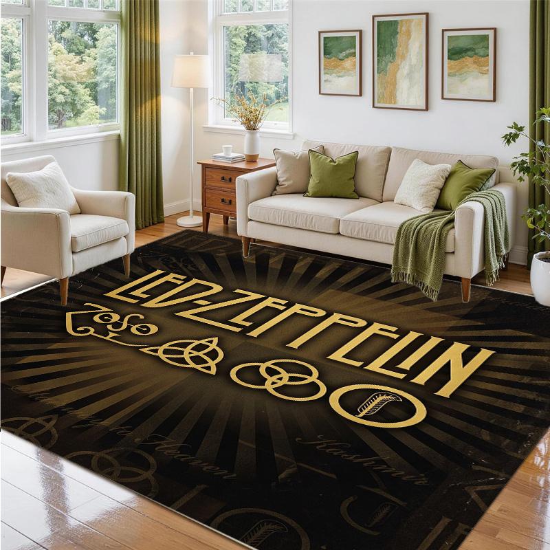 Led Zeppelin Design Crystal Velvet Rug Soft Decorative Mat for Bedroom Entrance