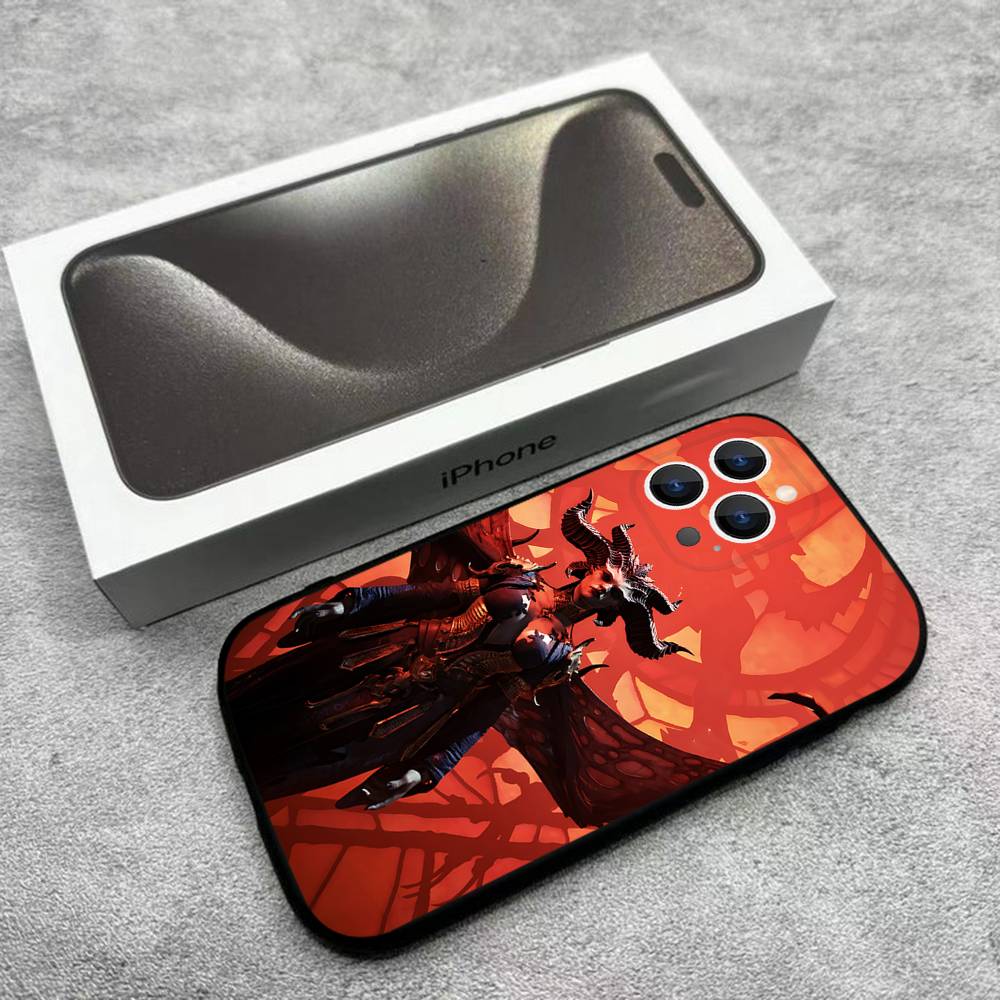 Game D-Diablo IV Phone Case For iPhone 17,16,15,14,13,12,Pro,Max,Plus,E,SE4,Air,Mini Black Soft Box