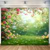 2D frisches grünes Gras Blumen Hintergrund Hochzeit Brautparty Fotografie Hintergrund