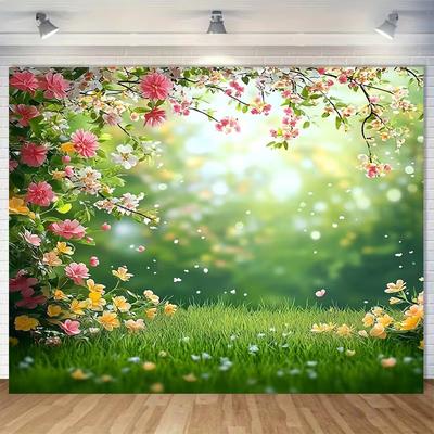 2D Fresh Green Grass Flower Backdrop Wedding Bridal Shower Photography Background