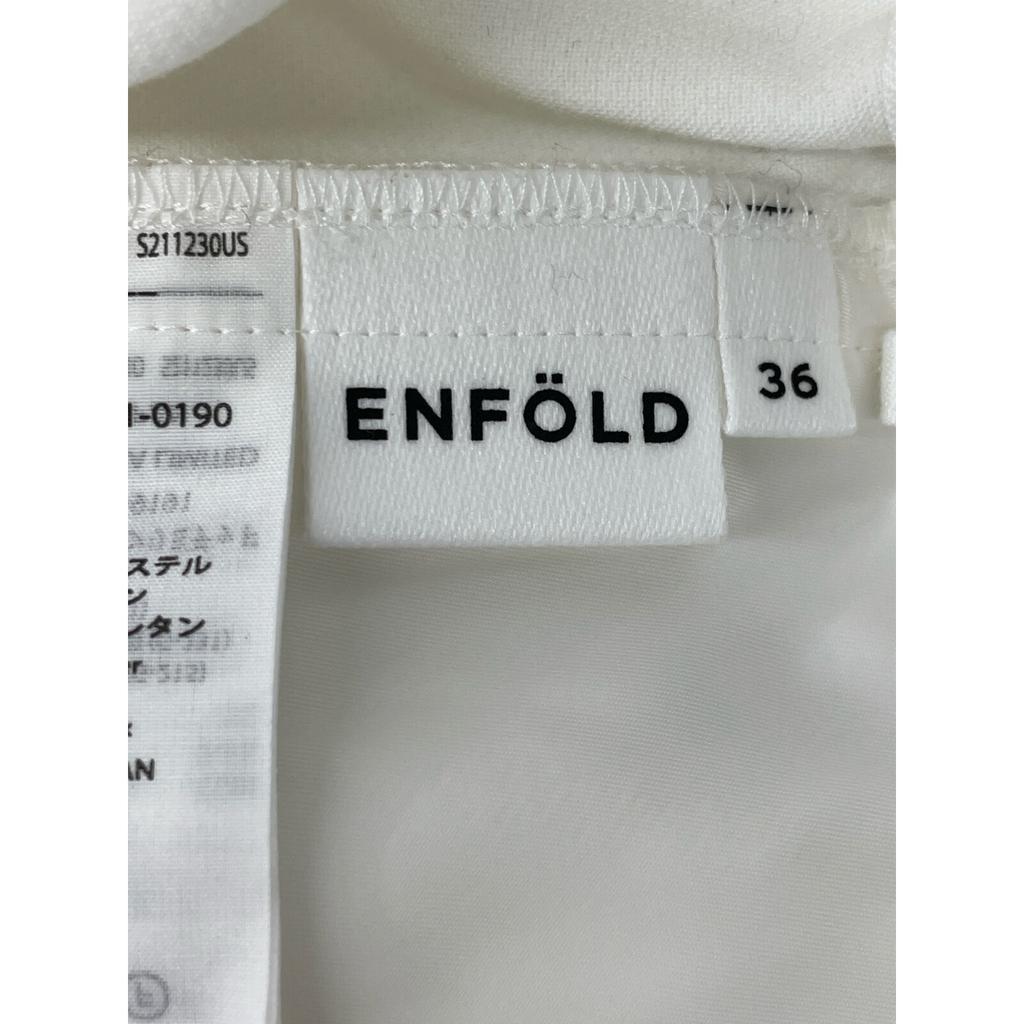 ENFOLD 24Stainless Steel White Rayon Blend SLIM STRAIGHT-TROUSERS Bottoms 36 whiteUsed