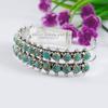Kingman Turquoise Sterling Silver Cuff Bracelet, Two-Row Boho Bangle