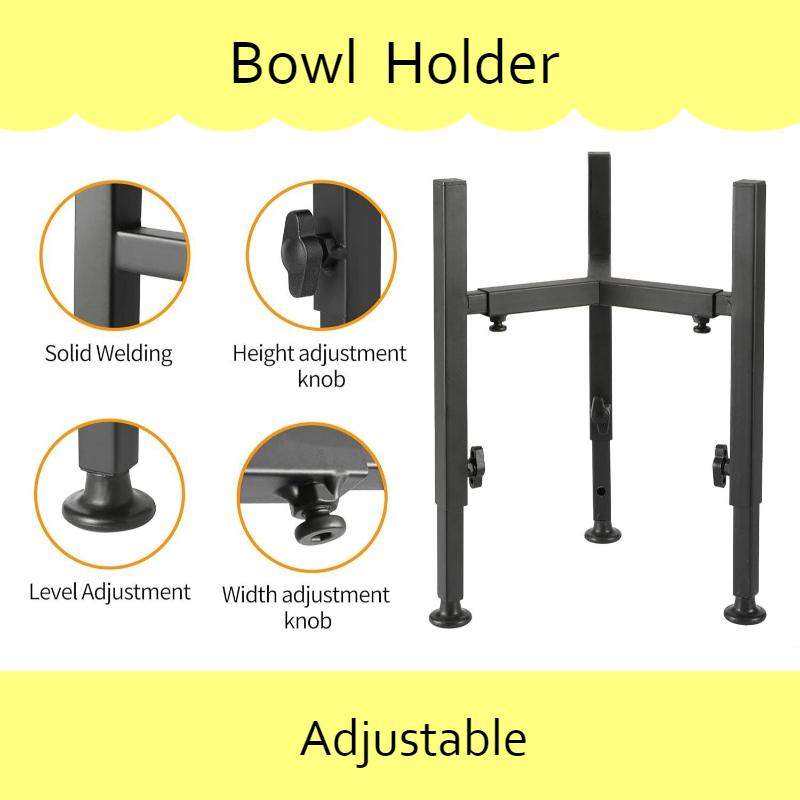 Metal Dog Bowl Holder Pet Dogs Cat Bowl Stand Adjustable Width Height Protect Cervical Spine Bowls Rack Pets Product Supplies