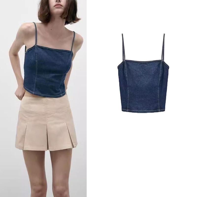 Spring and Summer New Women's Clothing Sexy Sexy Short Tube Top Camisole Denim Tops 6929003