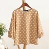 ZANZEA Women Casual Round Neck 3/4 Sleeve Loose Polka Dot Print Blouse