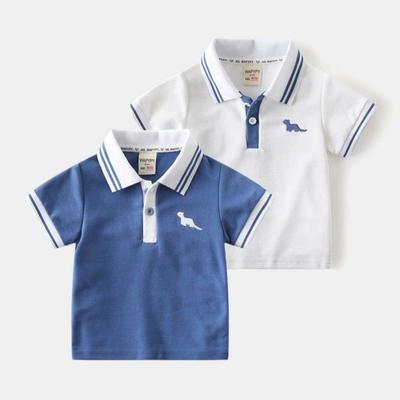 Children's Short-Sleeved T-Shirt with Color Matching, Summer Kidsren's Clothing, Boys' Polo Shirt Top, Baby Boy's Lapel Embroidered Casual Clothes