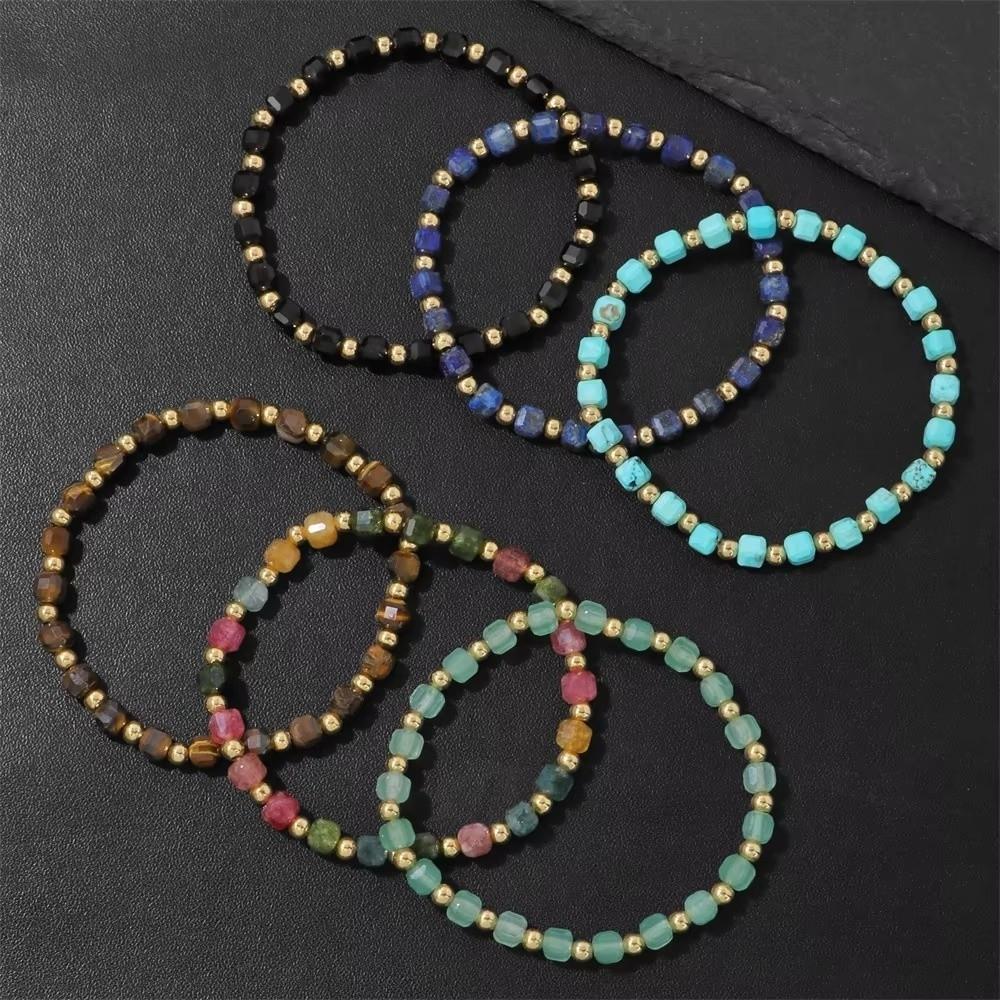 Geometric Lapis Lazuli Tiger Eye Bracelets Square Cube Bracelet Energy Jewelry