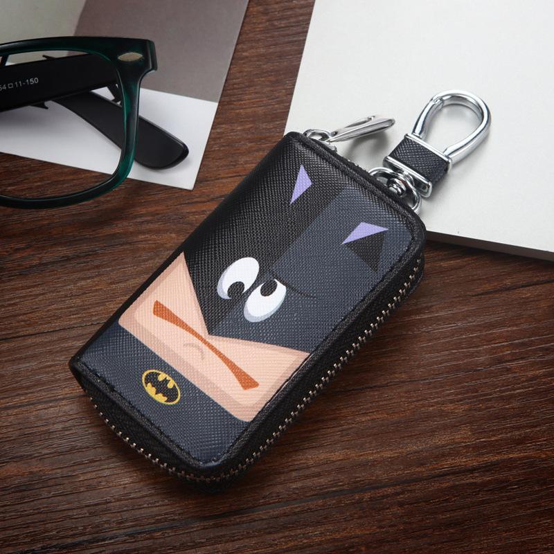 Cute Cartoon Key Bag Men Women PU Leather Key Holder for Car Metal Key Chain Creative Mini Zip Coin Purse Car Key Case Cover