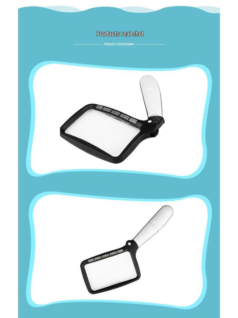 Hopfällbar förstoringsglas med 5 LED-lampor, 3x förstoring, Idealisk för äldre som läser tidningar