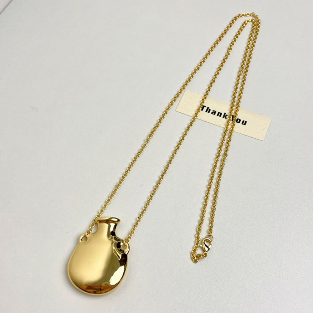 Vase Pendant Metal Vase Necklace Gold Color Sweater Chain Necklace New Design Long Chain Necklace