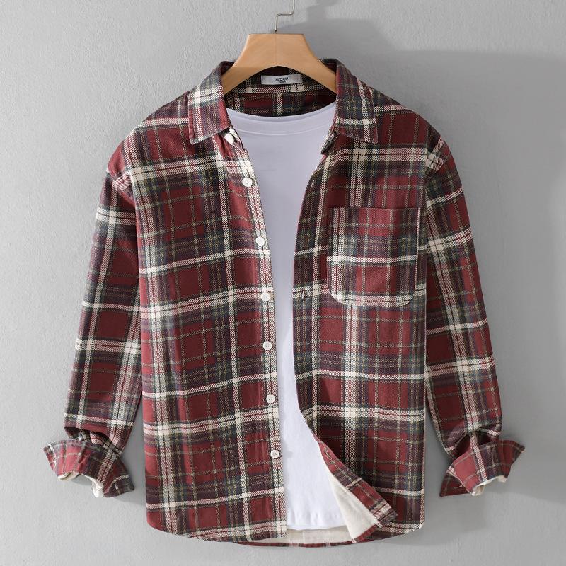Men's Plaid Casual Long Sleeve Shirt - Versatile and Stylish for Spring and Autumn (Style 6120).