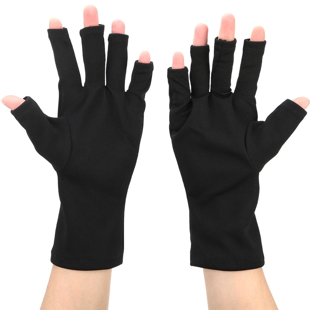 1 Pair AntiUV Glove LED Nail Art Curing Lamp UV   Glove Nail Art Skin Care Glove(Black )