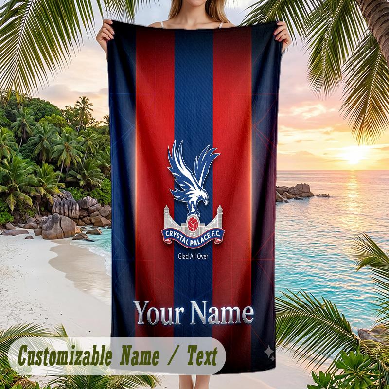 Beach Towel Crystal Palace Print Custom Name Text Soft Towel for Swimming Pool