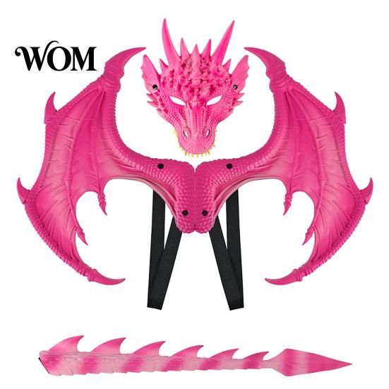 Set Costume da Drago con Maschera e Ali per Bambini, con Coda e Ali, Set Leggero per Travestimenti Cosplay, per Età 3-12 Anni, Festa di Halloween
