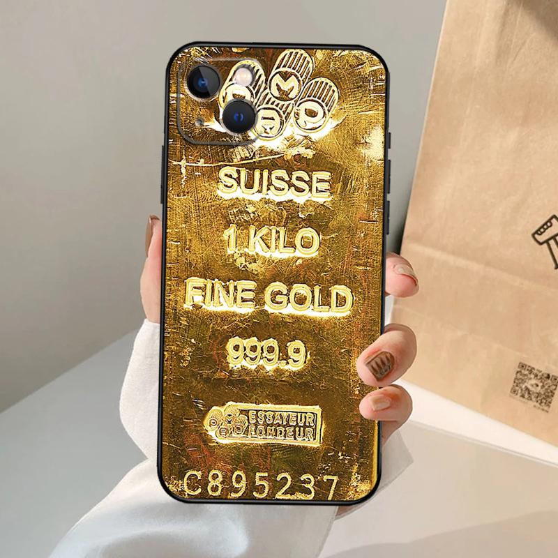 Switzerland Fine Gold Phone Case For iPhone 17 Air 16 14 13 12 11 15 Pro Max 13 12 mini 15 16 Plus 16e Cover Coque