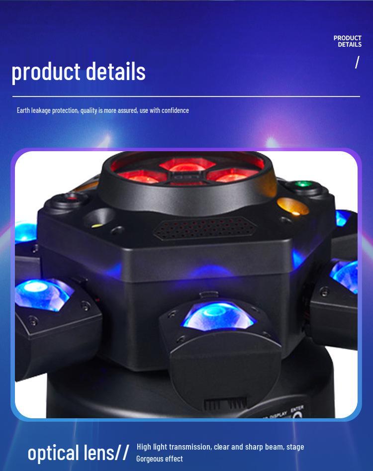 Spot Bee Eye Six-Arm King Kong Stage Light: KTV Bar Disco Laser Beam RGG Color Atmosphere