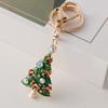 Christmas Keychain Snowman Christmas Tree Stockings Rabbit Shape Key Ring Rhinestones Inlay Key Organizer