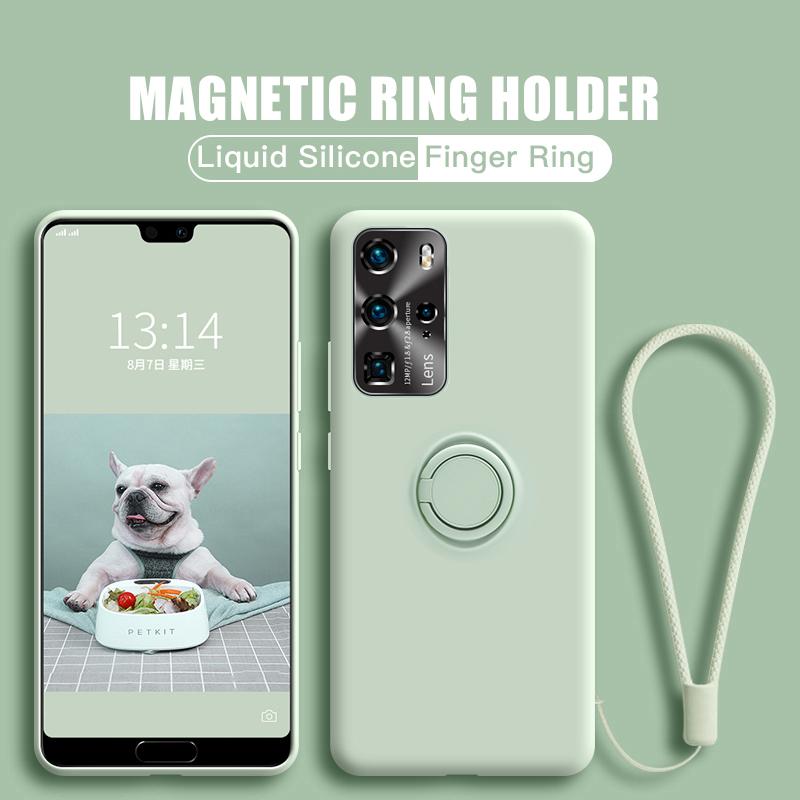 

Magnetic Ring Holder Stand Case For Samsung Galaxy S21 Ultra S22 Plus Note 20 S20 FE S10 A51 A71 A50 Liquid Silicone Soft Cover For S20